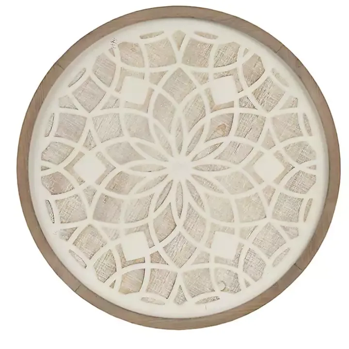 Natural Carved Wood Medallion Round Wall Plaque