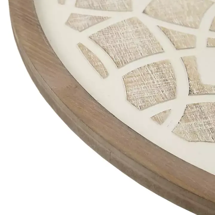 Natural Carved Wood Medallion Round Wall Plaque