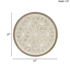 Natural Carved Wood Medallion Round Wall Plaque