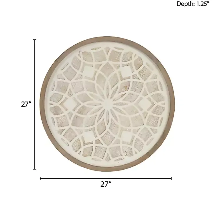Natural Carved Wood Medallion Round Wall Plaque