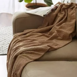 Natural Chenille Fringe Throw