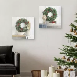 Natural Christmas Wreaths Canvas Prints, Set of 2
