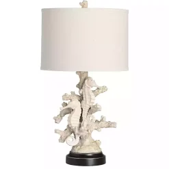 Natural Cream Resin Coastal Textured Table Lamp