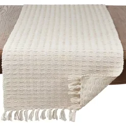 Natural Dashed Woven Long Cotton Runner