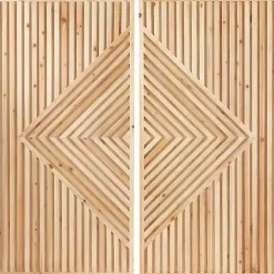 Natural Diamond Wood Panel Wall Plaques, Set of 2