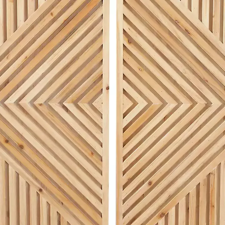 Natural Diamond Wood Panel Wall Plaques, Set of 2