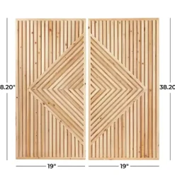Natural Diamond Wood Panel Wall Plaques, Set of 2