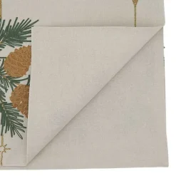 Natural Embroidered Pinecone Table Runner