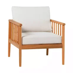 Natural Eucalyptus Wood Outdoor Accent Chair