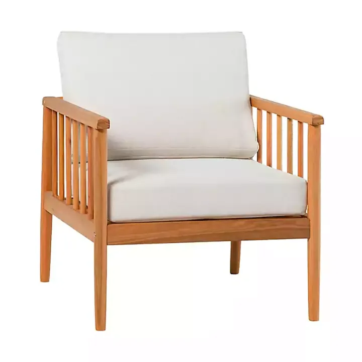 Natural Eucalyptus Wood Outdoor Accent Chair