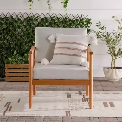 Natural Eucalyptus Wood Outdoor Accent Chair