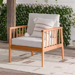 Natural Eucalyptus Wood Outdoor Accent Chair