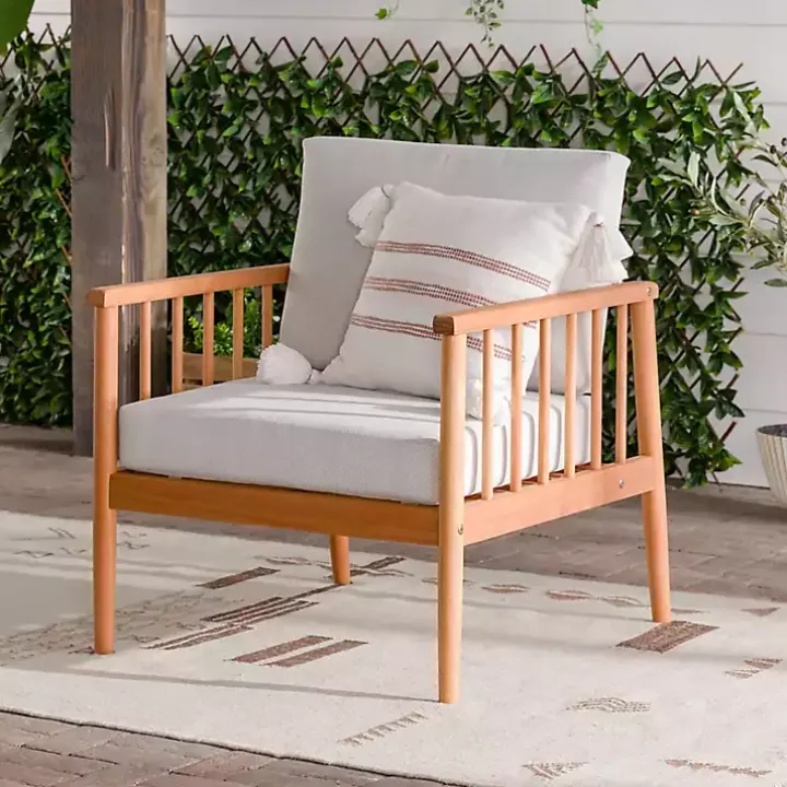 Natural Eucalyptus Wood Outdoor Accent Chair
