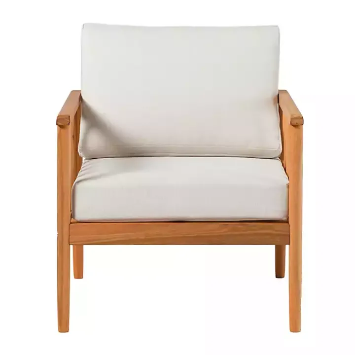 Natural Eucalyptus Wood Outdoor Accent Chair