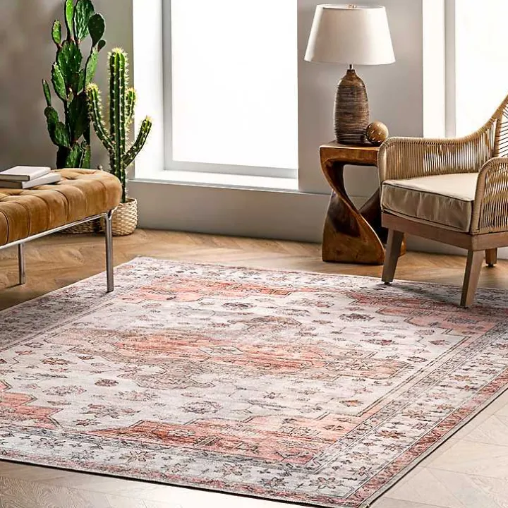 Natural Faded Vintage Washable Area Rug, 3x5