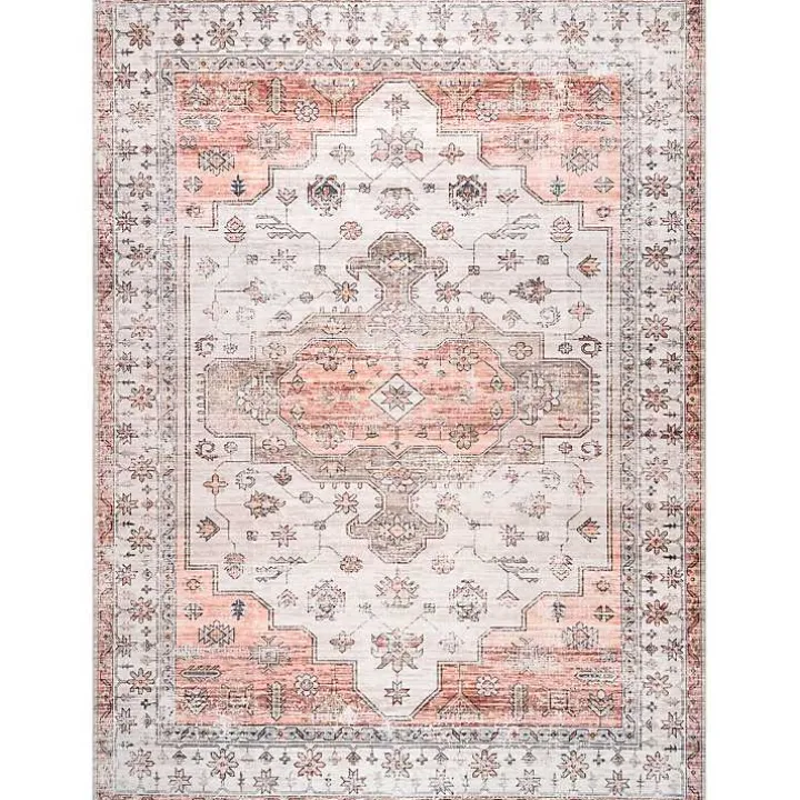Natural Faded Vintage Washable Area Rug, 5x8