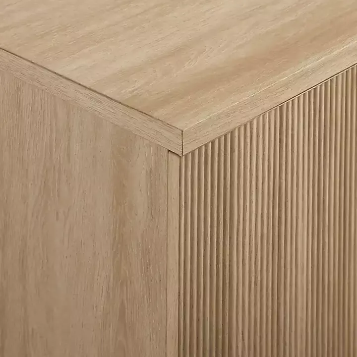Natural Fluted Wood 4-Door Scandinavian Cabinet
