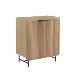 Natural Fluted Wood Scandinavian Cabinet