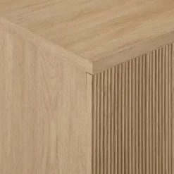 Natural Fluted Wood Scandinavian Cabinet