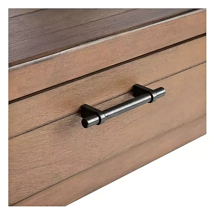 Natural Geometric Industrial Pull Accent Table