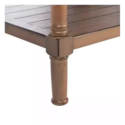 Natural Geometric Industrial Pull Accent Table