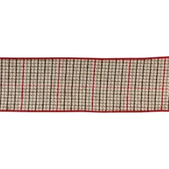 Natural Houndstooth 10 yard Christmas Ribbon