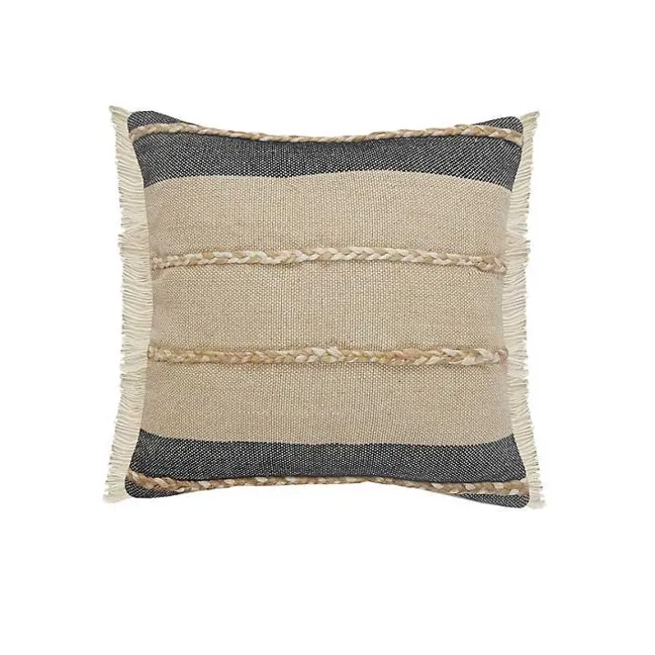Natural Jute Braided Stripe Throw Pillow, 20 in.