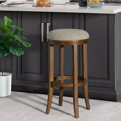 Natural Linen and Wood Bar Stool