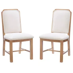 Natural Linen Scalloped Dining Chairs, Set of 2