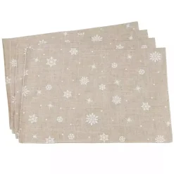 Natural Linen Snowflake Placemats, Set of 4