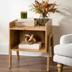 Natural Mango Wood Cubby Side Table