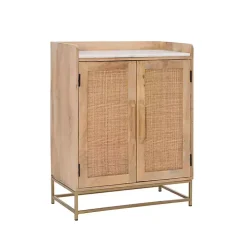 Natural Marble Rattan Front Bar Cabinet