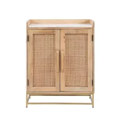 Natural Marble Rattan Front Bar Cabinet