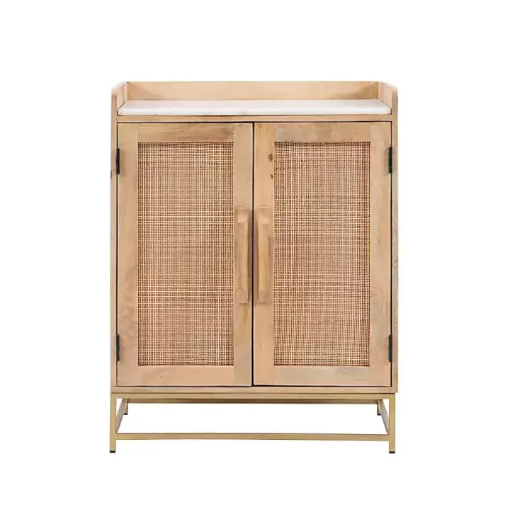 Natural Marble Rattan Front Bar Cabinet