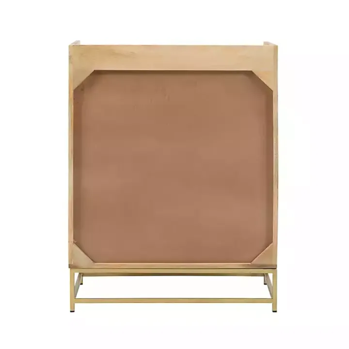 Natural Marble Rattan Front Bar Cabinet