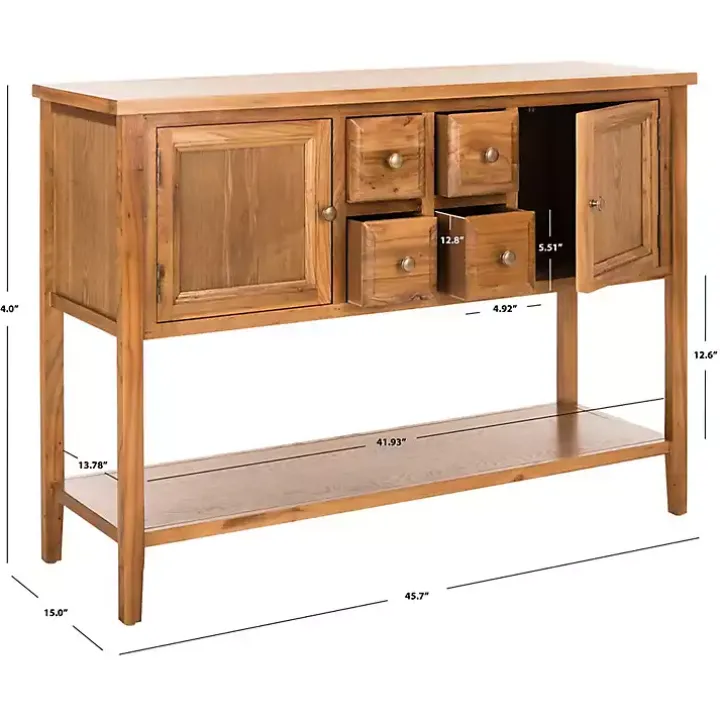 Natural Oak 4-Drawer Charlotte Sideboard