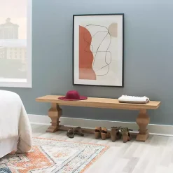 Natural Pine Wood Knotted Column Bench