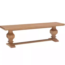Natural Pine Wood Knotted Column Bench