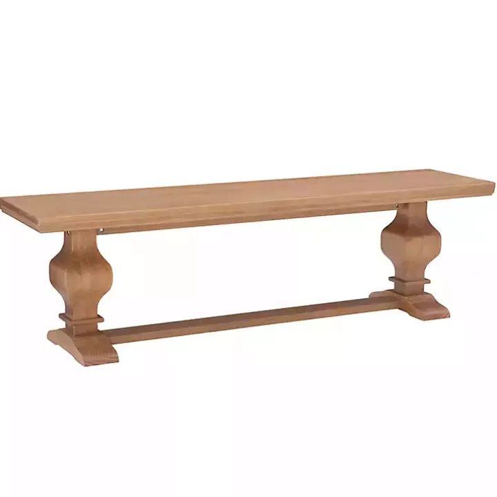 Natural Pine Wood Knotted Column Bench