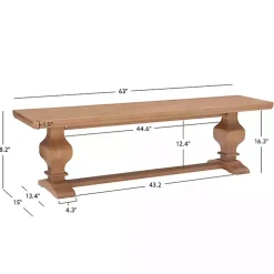 Natural Pine Wood Knotted Column Bench