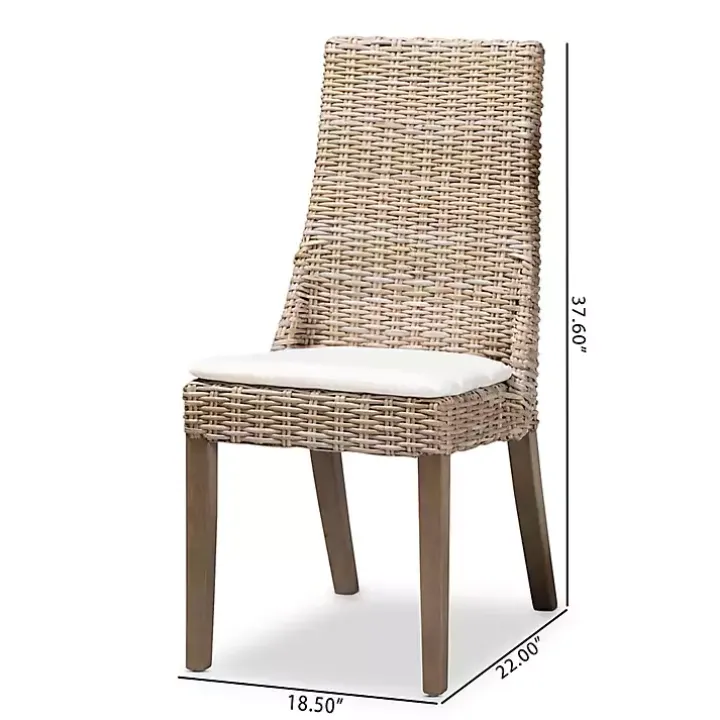 Natural Rattan High Back Dining Chairs, Set of 2