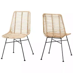 Natural Rattan Manhattan Dining Chairs, Set of 2