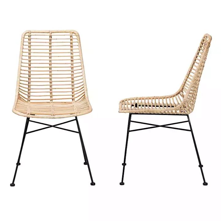 Natural Rattan Manhattan Dining Chairs, Set of 2
