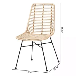 Natural Rattan Manhattan Dining Chairs, Set of 2