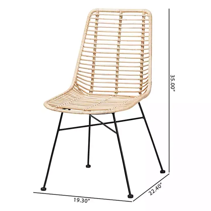 Natural Rattan Manhattan Dining Chairs, Set of 2