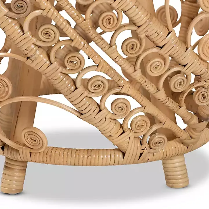Natural Rattan Open Woven Accent Table