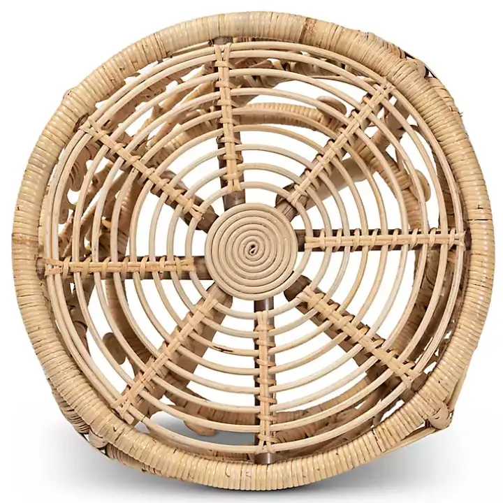 Natural Rattan Open Woven Accent Table