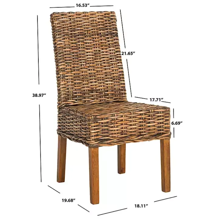 Natural Rattan Wood Woven 2-pc. Dining Chair Set