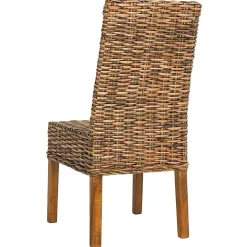 Natural Rattan Wood Woven 2-pc. Dining Chair Set