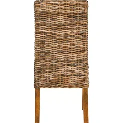 Natural Rattan Wood Woven 2-pc. Dining Chair Set
